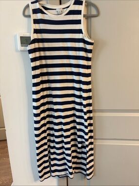 J. Crew Navy and White Striped Tank Dress